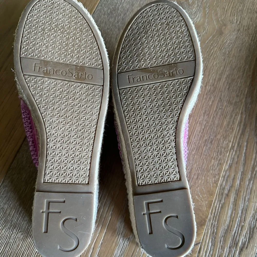 Franco Sarto Pacifica Espadrille Slide Sandal Pink Raffia Platform 10
